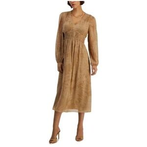 INC International Concepts Women’s Printed V Neck Chiffon Dress